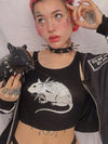 Mouse Print Black Tank Goth Sexy Bodycon Cropped Tops Women Streetwear Harajuku