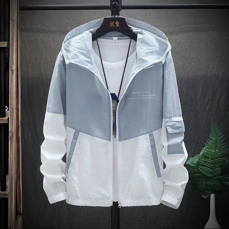 Summer Hooded Windbreaker Men Women Waterproof Sun Protection
