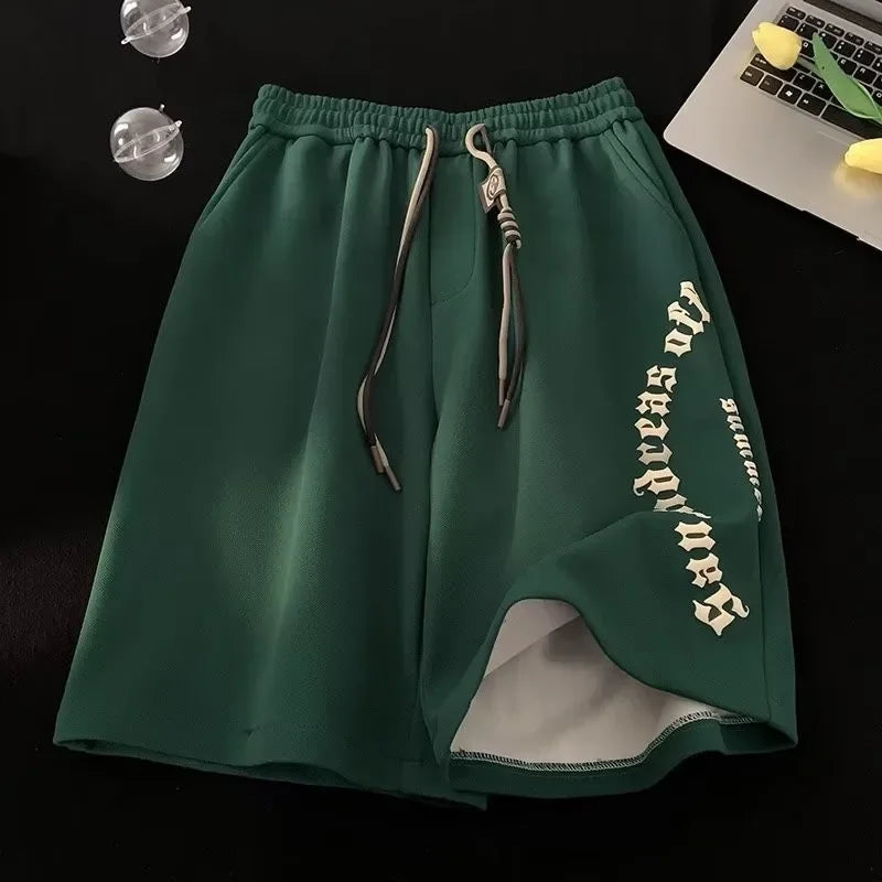Men Shorts Casual Short Pants Oversize Beach Shorts Retro Letters Print Sports