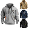 2024 Men's casual sports multi-zip arm embroidery badge hoodie