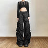 Punk Black High Waist Trousers Baggy Mopping Pants For Women Hip Hop