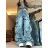 Blue Graffiti Y2K High Waisted Wide Leg Jeans Women’s Streetwear
