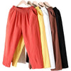 Women Casual Loose Harem Elastic Waist Cotton Linen Pants Ninth Trousers