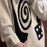 Sweater Winter Black 8 Dice Y2k Tops Long Sleeve Knit Couple Pullover Sweatshirt