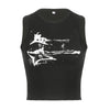 Guitar Print Sleeveless Tank Top Y2K Casual Ribbed Women Grunge Crop Top