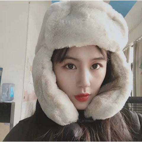 Winter Warm Beanie: Korean Fashion Ushanka Earflap Pilot Hat for Women
