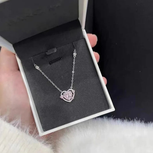 Luxury Sweet Heart Diamond Zircon 925 Sterling Silver Necklace for Women - Designer Jewelry Women's Jewelry Gifts With Free Shipping