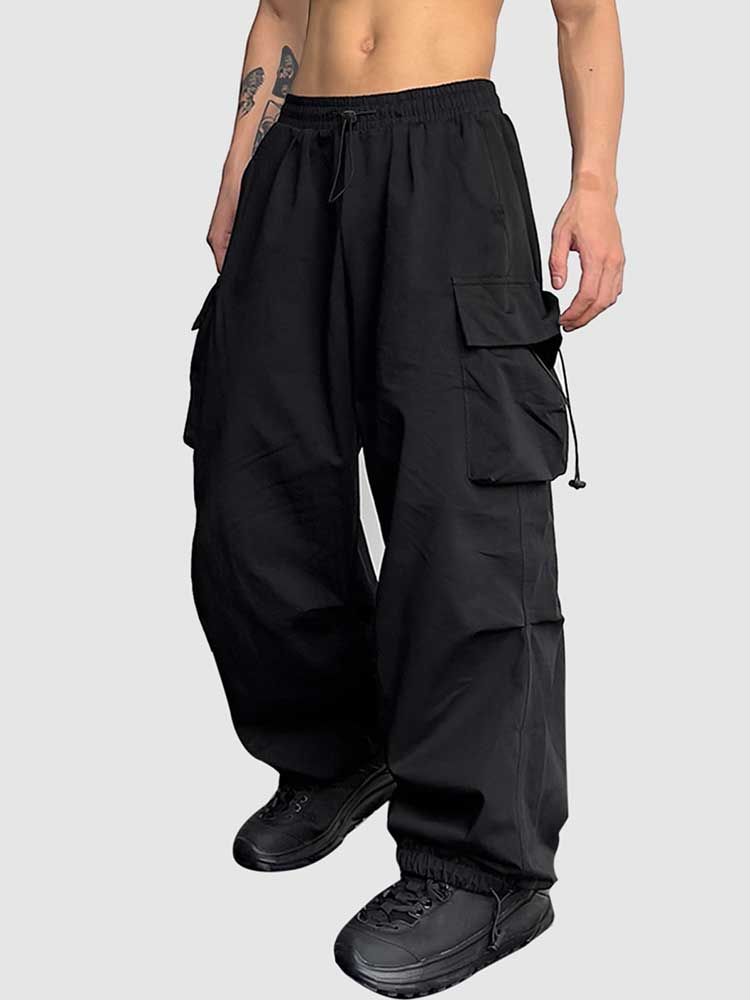 Loose Fit Cargo Pants Mid Waist and Drawstring Safari Style For Men