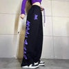 Black Letter Sweatpants Women Y2K High Waist Wide Leg