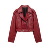 Women's Faux Leather Moto Jacket: Long Sleeve Biker Coat