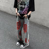 Men Ripped Denim Jeans Loose Fit Hip Hop Trousers