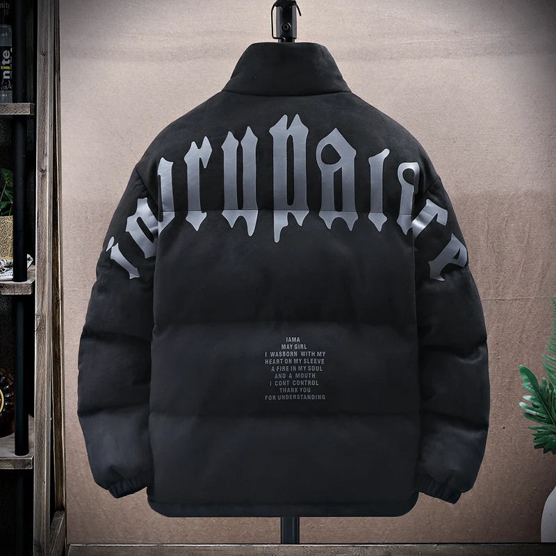 Stand-up Collar Windproof Parka Jacket Warm Oversize Coat For Men