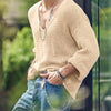 Autumn Men's Clothing Knit T Shirt Solid Color V Neck Long Sleeve Streetwear