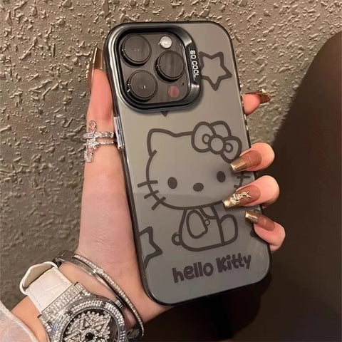 New Cases For iPhone Soft Silicone Case Cute Hello Kitty Cat Star Lens Protective Cover