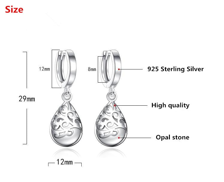 Trendy Opal Stone Flower 925 Sterling Silver Ladies Stud Earrings Original Jewelry