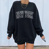 New York Oversized Sweatshirt Women Crewneck Pullover