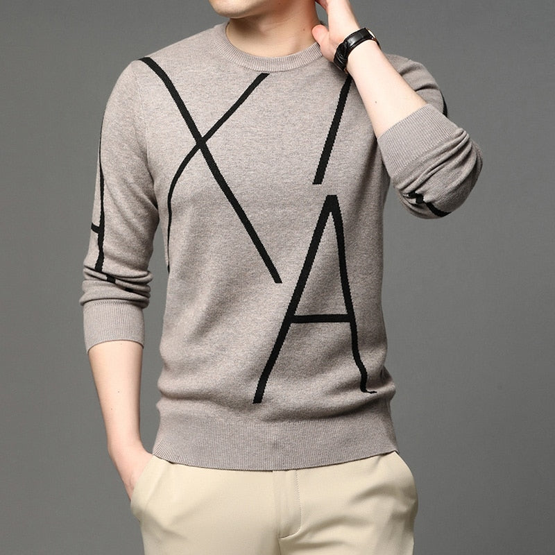 Brand Knit High End Designer Winter Wool Pullover Black Sweater