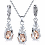 Silver Necklace Earrings Cubic Zirconia Jewelry Sets Elegant Crystal Zircon