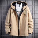 Zipper Spring Autumn Casual Solid Color Hooded Jackets Male