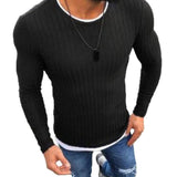 casual knitted sweater long-sleeved stitching round neck pullover