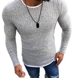 casual knitted sweater long-sleeved stitching round neck pullover