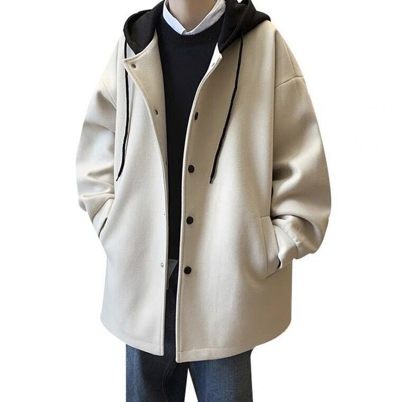 Wool coat winter coat long Korean version trend hoodie