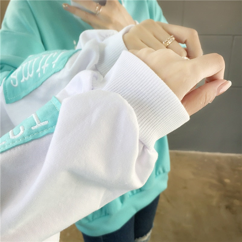 Embroidery Winter Women Sweatshirt Korean