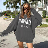 New York Oversized Sweatshirt Women Crewneck Pullover
