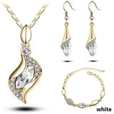 African Gold Color Jewelry Bridal Crystal Pendant Necklace Earrings Bracelet