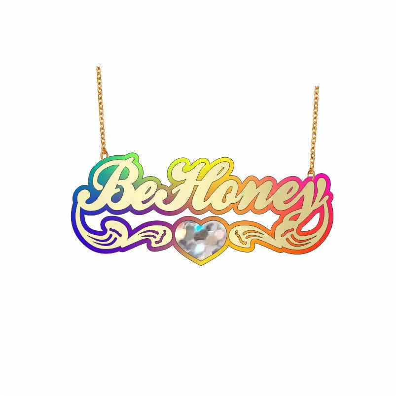 Simple Personality Acrylic Custom Name bamboo Earrings Cartoons rainbow Name Necklace  Jewelry Christmas Gift C4