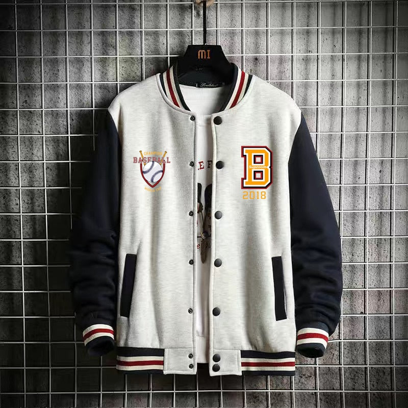 New Arrival Letter Rib Sleeve Cotton Bomber Baseball – Queencloth