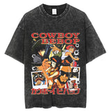 Vintage Washed Tshirts Cowboy Bebop Harajuku Oversize