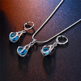 Silver Necklace Earrings Cubic Zirconia Jewelry Sets Elegant Crystal Zircon