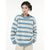 Blue Stripe Sweater Round Neck Color Contrast American Fashion