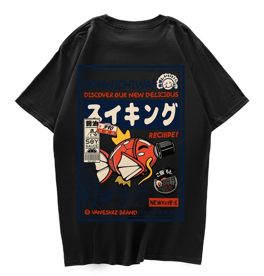 Hip Hop Street T-Shirt Japanese Kanji Fun Fish