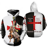 Knights Templar Medieval Clothes Sweatshirt 3D Print Fleece Hoodie Pullover
