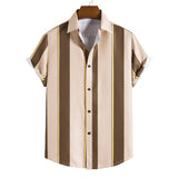 Hawaiian Shirt Men Summer Geometric Short Sleeve Blouse