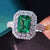 Luxury Finger Rings Bright Green Pear-shaped Crystal Noble Lady Vintage