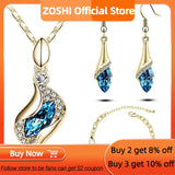 African Gold Color Jewelry Bridal Crystal Pendant Necklace Earrings Bracelet