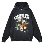 Anime Graphic Men Vintage Autumn Cotton Loose Washed Pullover