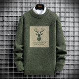Knitted Sweater Men Deer Padded Velvet