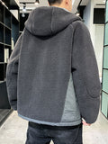 Streetwear Chest Pockets Hooded Windbreaker Thicken Fleece Parka Thermal
