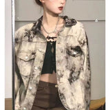 Denim Jackets Women Gothic Streetwear 90s Aesthetic Tie-dye Coat