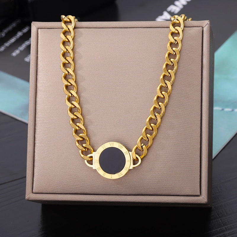 Stainless Steel Geometry Star Moon Butterfly Pendant Multilayer Chain Choker Necklace