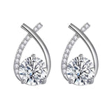 Cross Stud Earrings For Women Girls Korean Style Elegant Crystal