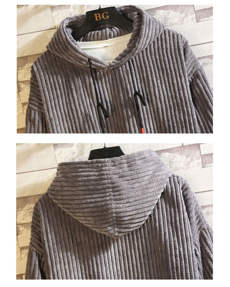 Corduroy Japanese Large Fashion Casual Sweatshirt Coat