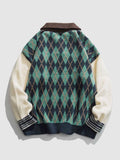 Sweater Bear Geometric Ethnic Winter Turn-down Collar