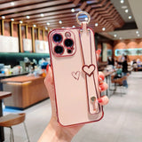 Soft Love Heart Wrist Strap Case For iPhone 14 13 12 11 Pro Max X Xs XR Max 7 8 Plus Hand Band