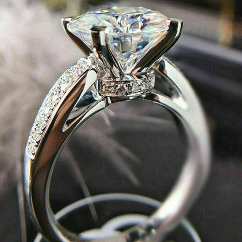 Brilliant Cubic Zirconia Crystal Proposal Ring