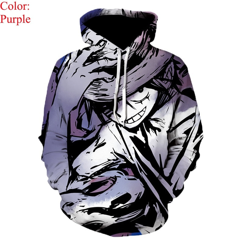 Hoodie Anime One Piece 3D Print Pullover Luffy